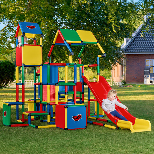 Kletterparkour + 2x Kletterpyramide + Upgrade Kit + Plattenset S + 1x Plattenset XXL + Modularrutsche