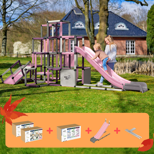 2x Kletterpyramide Home + Upgrade Kit Home + Modularrutsche Home + QUADRO Pro Schlüssel