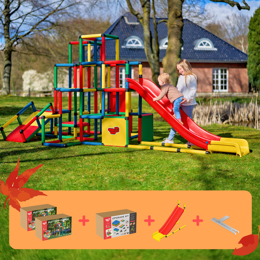 2x Kletterpyramide + Upgrade Kit + Modularrutsche + QUADRO Pro Schlüssel