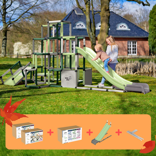 2x Kletterpyramide Home + Upgrade Kit Home + Modularrutsche Home + QUADRO Pro Schlüssel