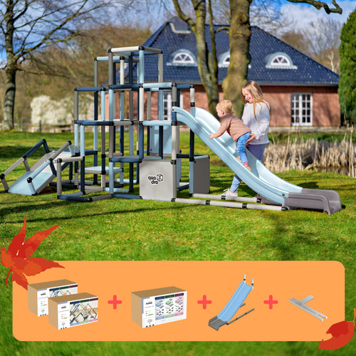 2x Kletterpyramide Home + Upgrade Kit Home + Modularrutsche Home + QUADRO Pro Schlüssel