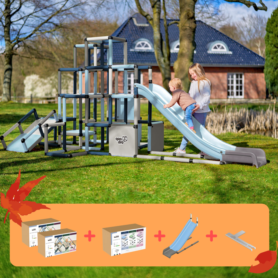 2x Kletterpyramide Home + Upgrade Kit Home + Modularrutsche Home + QUADRO Pro Schlüssel