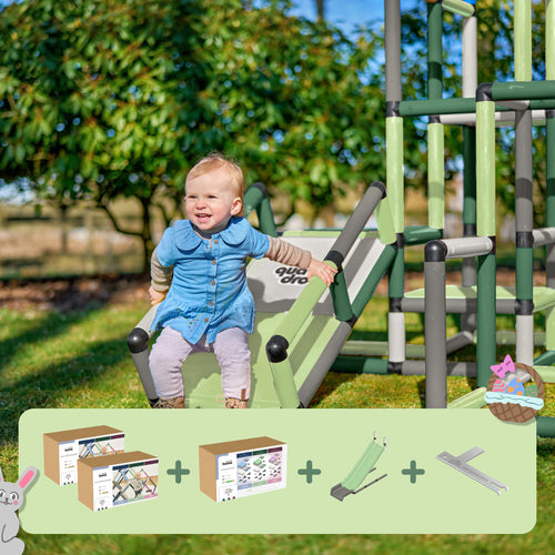 2x Kletterpyramide Home + Upgrade Kit Home + Modularrutsche Home + QUADRO Pro Schlüssel