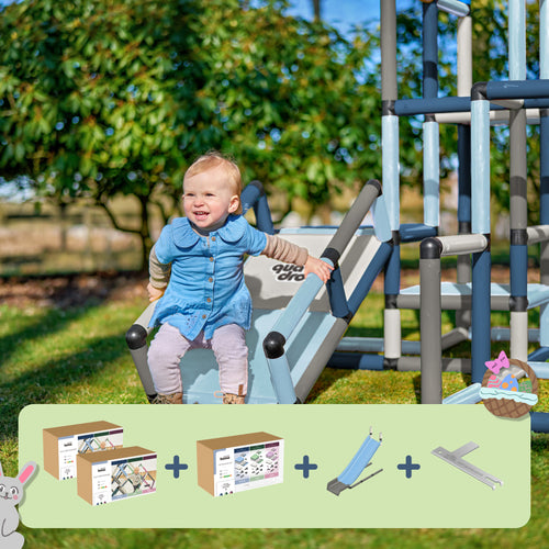 2x Kletterpyramide Home + Upgrade Kit Home + Modularrutsche Home + QUADRO Pro Schlüssel