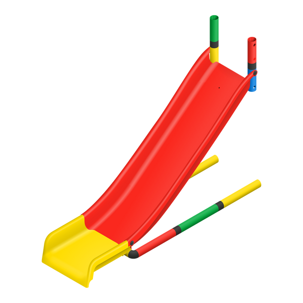 QUADRO Modular Slide Classic with red sliding surface, yellow slide exit and multicolored frame for attachment