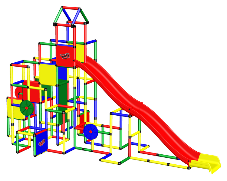 Basic + Kletterpyramide + 2x Modularrutsche + Plattenset XXL