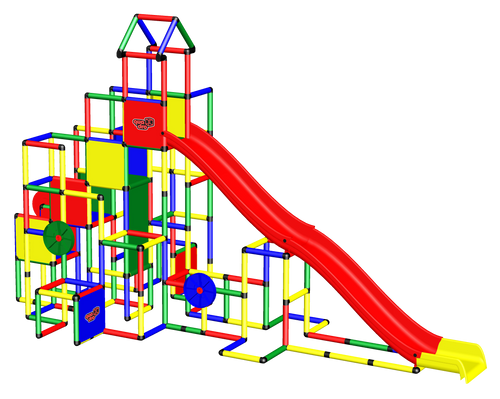 Basic + Kletterpyramide + 2x Modularrutsche + Plattenset XXL