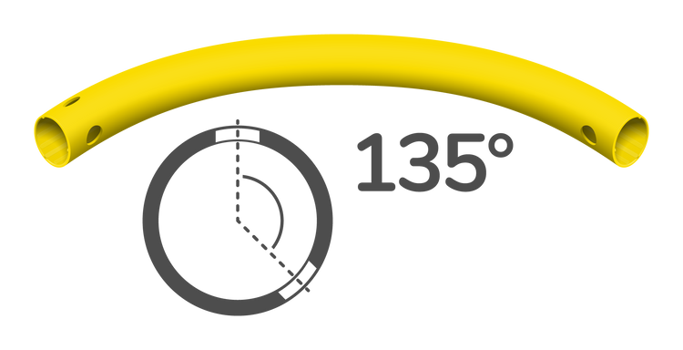 Tube courbe à 135° (3 trous)