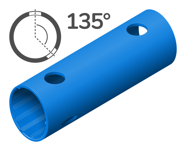 Tube de 15 cm à 135° (3 trous)