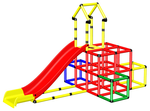 Kletterwürfel mit Modularrutsche